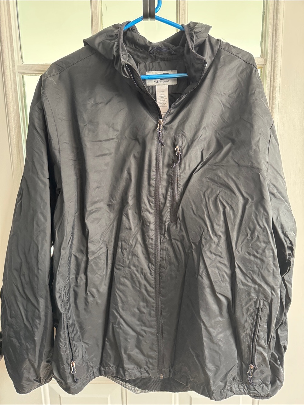 Champion Men's Black Hooded Windbreaker Jacket